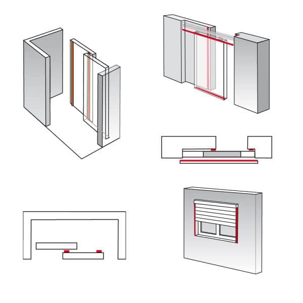 Installation drawing of our grey self-adhesive brush seal – 1/2″ height