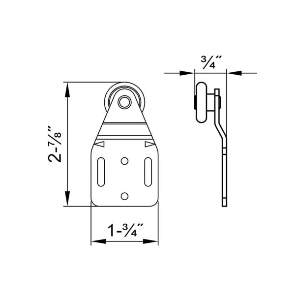 Drawing with dimensions of our sliding closet door hanger for SLID'UP 110, 120