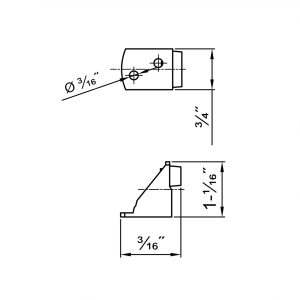 Drawing with dimensions of our Standard door stopper for light sliding cabinet door