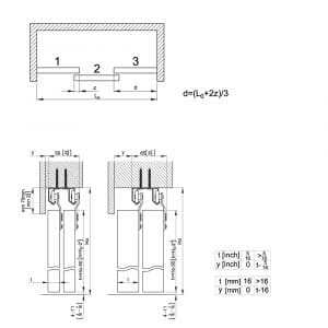 Drawing with dimensions of our closet door rollers kit for SLID’UP 110 for 1 door up to 100 lbs