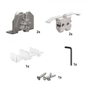 Content and quantities of our sliding door rollers kit for SLID’UP 180 for 1 door up to 65 lbs