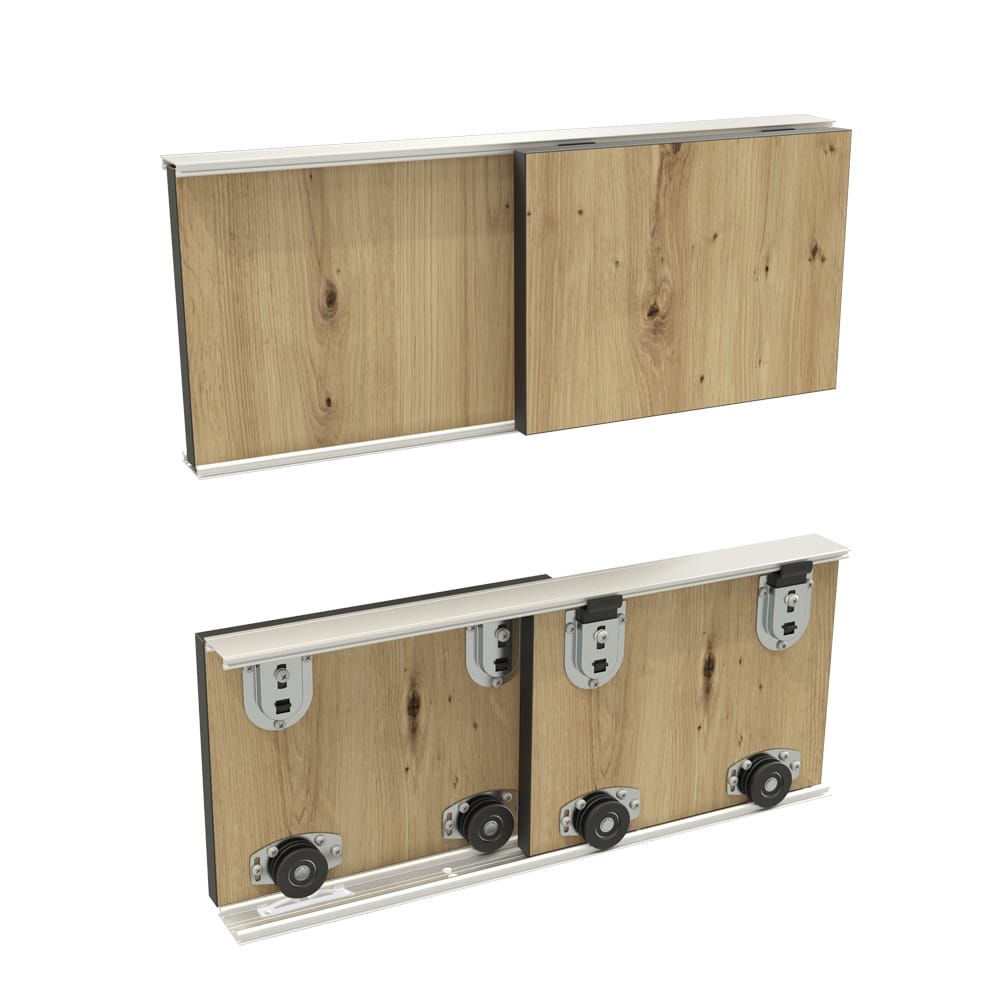 Mounting picture of our closet door roller kit for 2 doors for SLID'UP 130