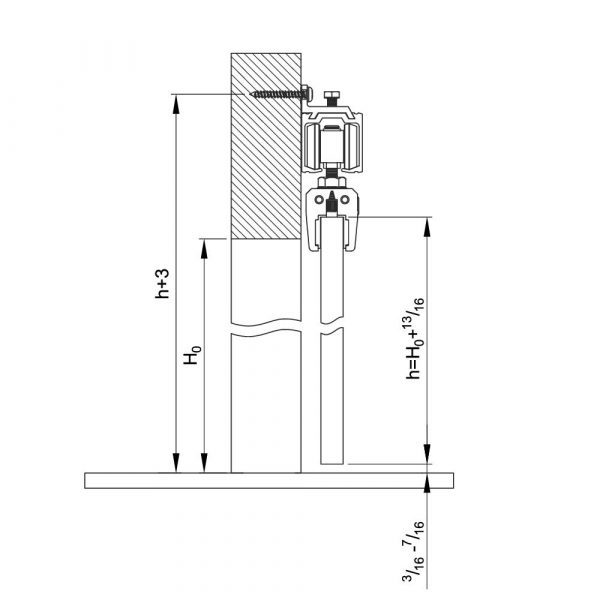 Drawing with dimensions of our roller kit for SLID'UP 190 for sliding glass doors