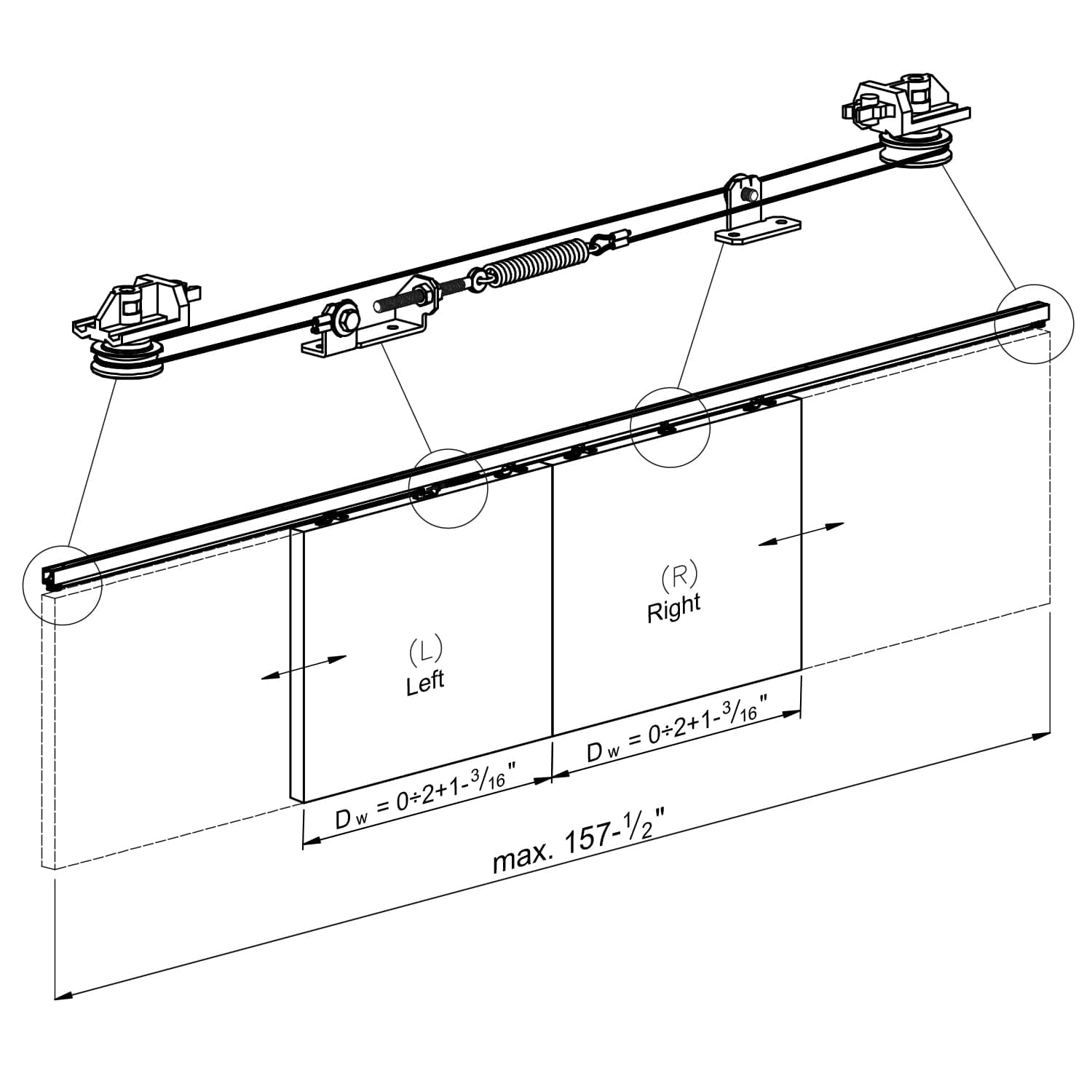 Drawing with dimensions of our synchronization kit for SLID'UP 160 and 170