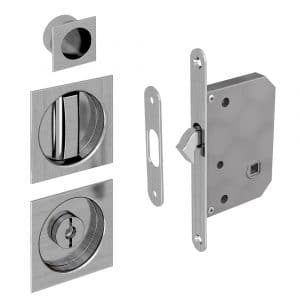 Mortise lock kit – Square handles with locking device - Satin