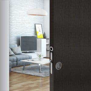 Ambiance image of our mortise lock kit – Round handles with locking device - Satin