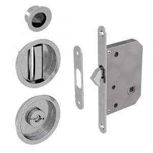 Mortise lock kit – Round handles with locking device - Satin