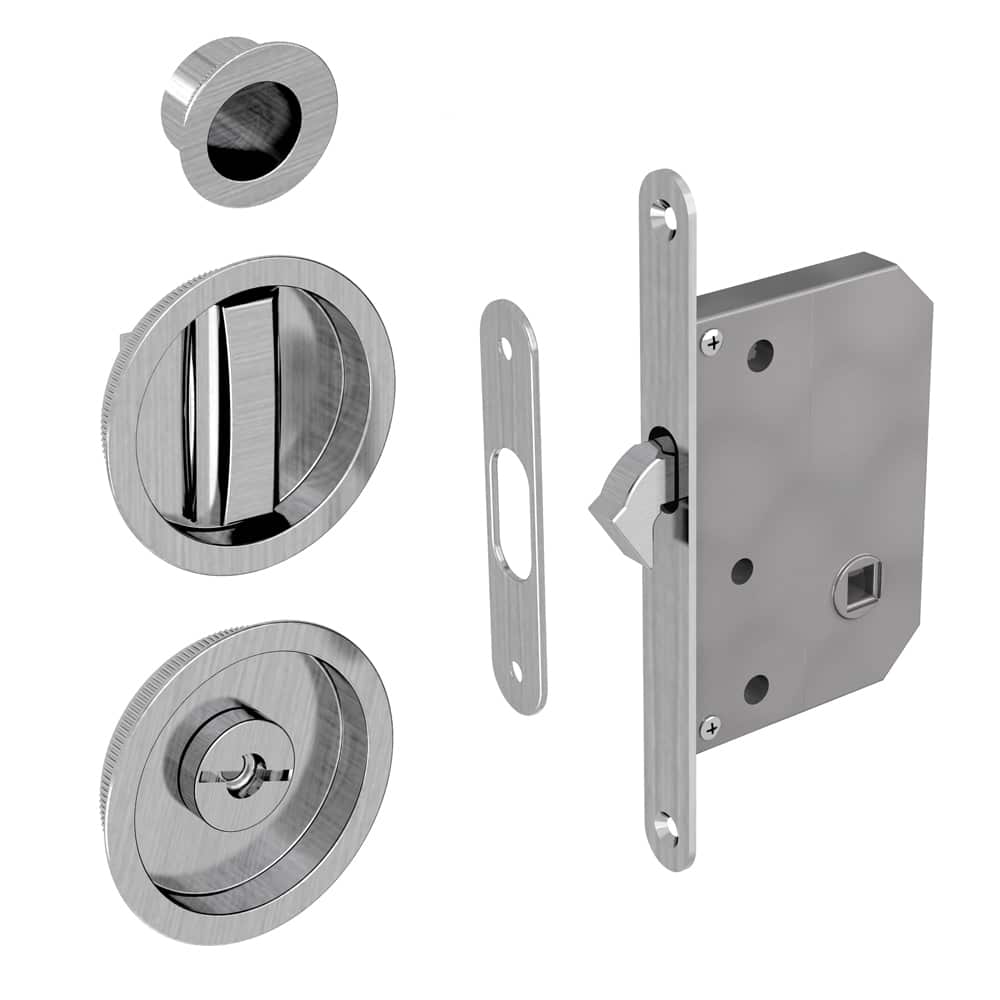 Mortise lock kit – Round handles with locking device - Satin