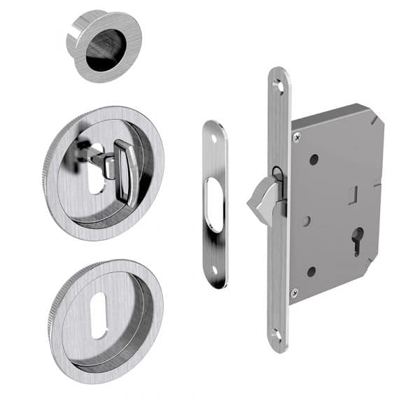 Satin mortise lock kit – Round handles with key