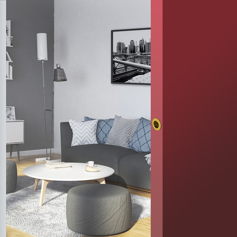 Ambiance image of our round golden recessed edge pull 2