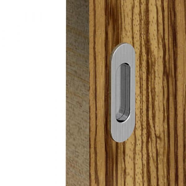 Zoom of our satin oval flush pull handles