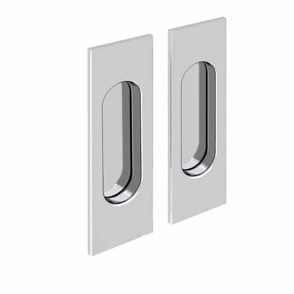 Set of 2 chrome rectangular flush pull handles