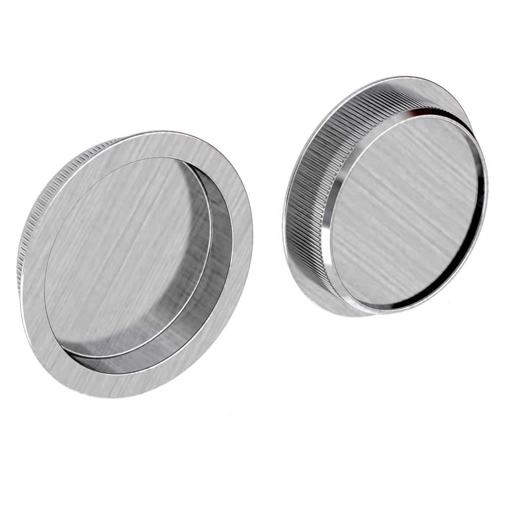 Set of 2 satin round flush pull handles