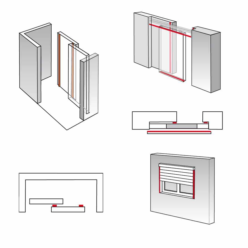 Installation drawing of our Self-adhesive brush seal – 5/8″ height