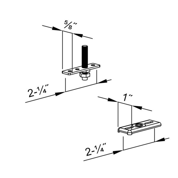 Drawing with dimensions of our Bottom pivot bracket for bifold doors for SLID'UP 140, 150