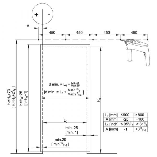 Drawing with dimensions of our SLID'UP 240 for sliding barn doors