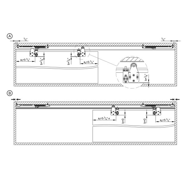 Drawing with dimensions of our soft-closer for SLID'UP 110 and 120