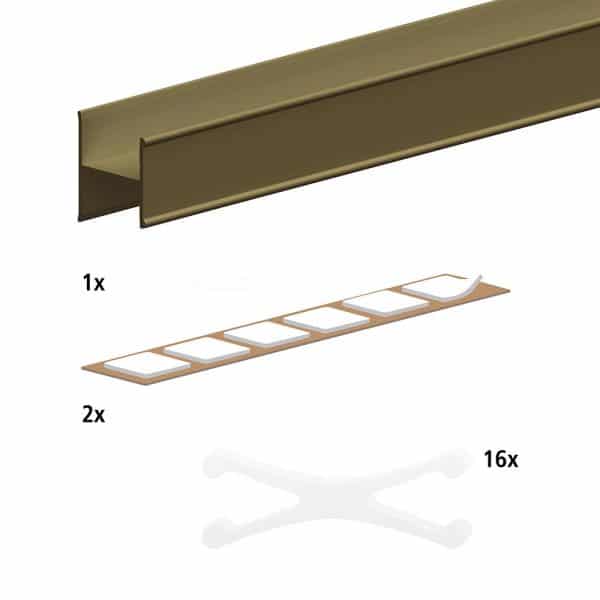 Content and quantities of our 70″ H profile kit for sliding closet doors - Bronze