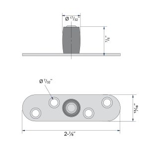 Drawing with dimensions of our bottom guide for doors up to 180 lbs