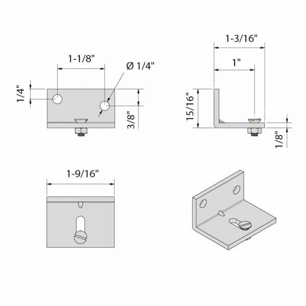 Drawing with dimensions of our wall mouting bracket for SLID'UP 1100, 1300