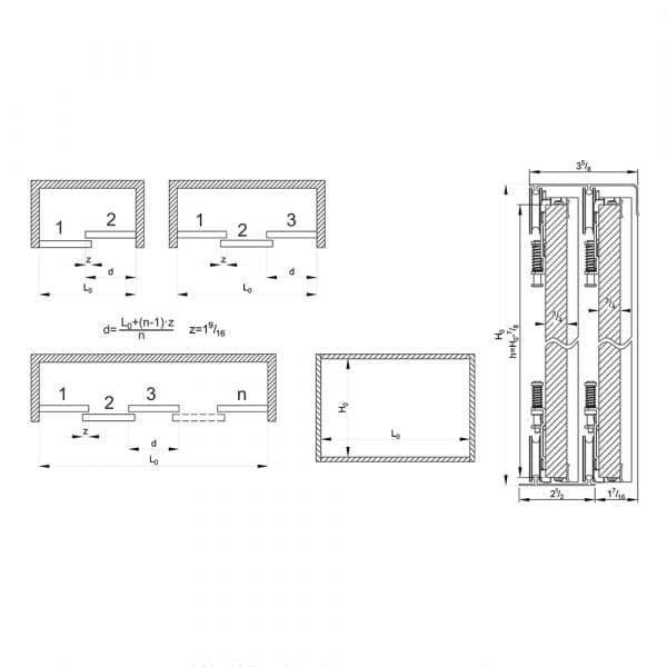 Drawing with dimensions of our SLID'UP 230 silver