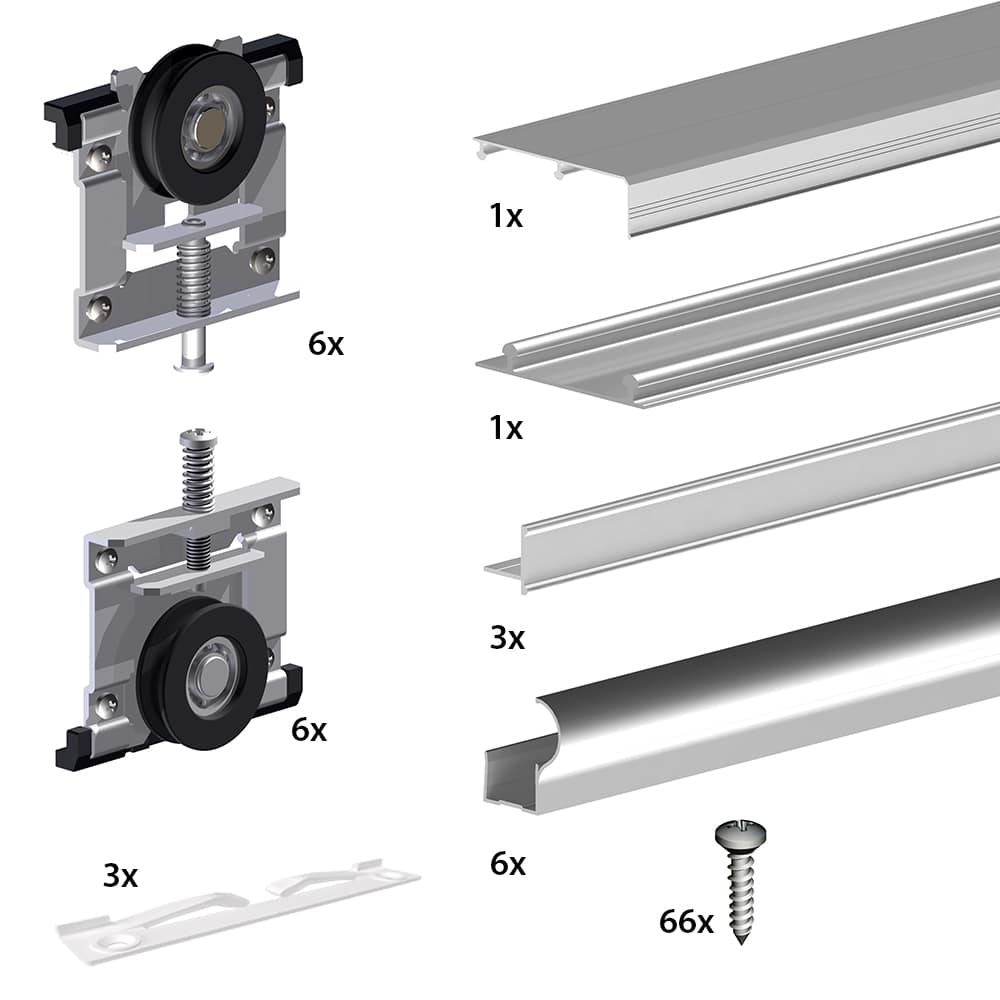 Quantity of items for our SLID'UP 230 silver for 3 doors