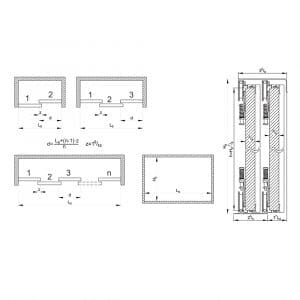 Drawing with dimensions of our SLID'UP 230 silver for 3 doors