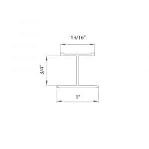 Drawing with dimensions of our 70″ H profile for sliding closet doors