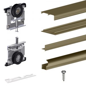 Content of our SLID'UP 230 kit for sliding closet doors - Bronze