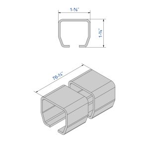 Drawing with dimensions of our galvanized steel track for SLID'UP 2000 for doors up to 310 lbs