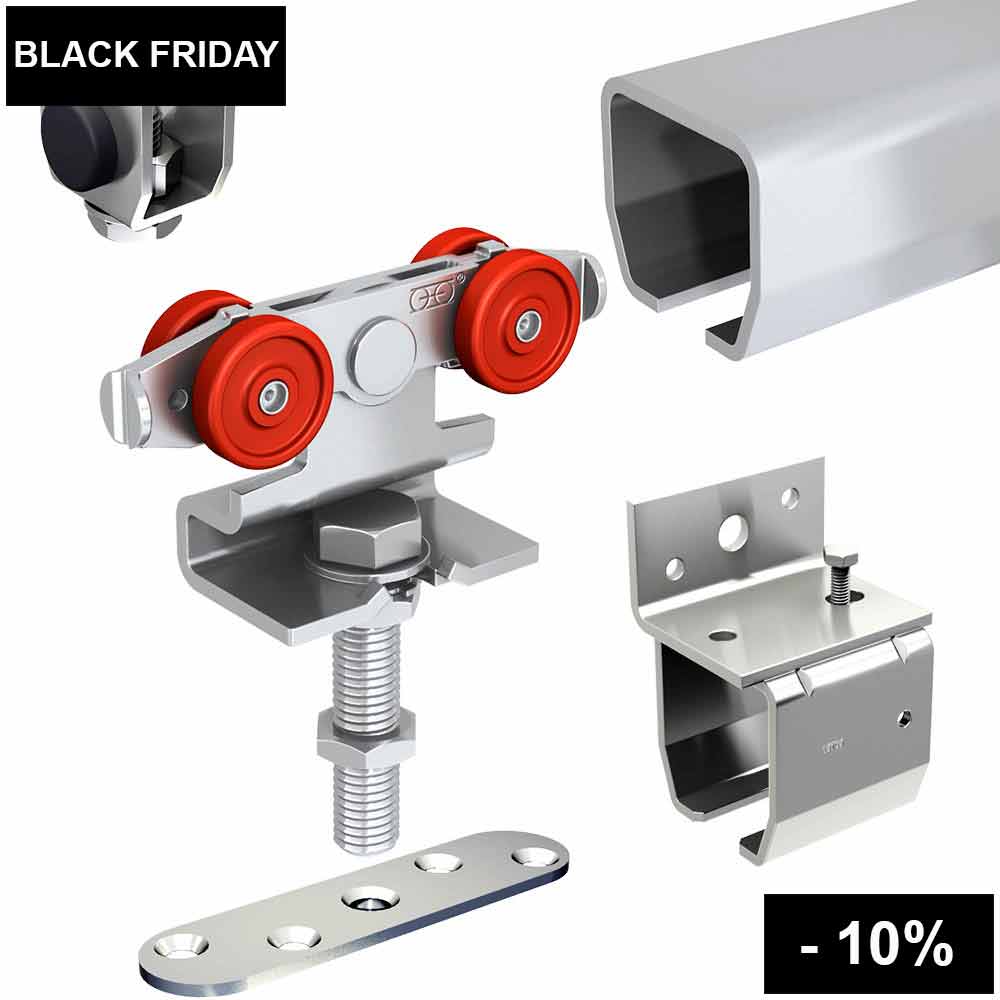 Sliding door hardware kit for doors up to 130lbs and up to 11/16