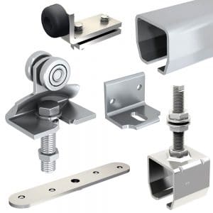 SLID'UP 2000 hardware kit with one track for one door up to 310 lbs, 2-3/8" thick