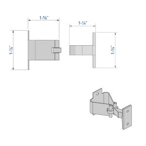 Drawing with dimensions of our stopper with nylon bolt and steel strike for SLID’UP 2000 - 7 daN