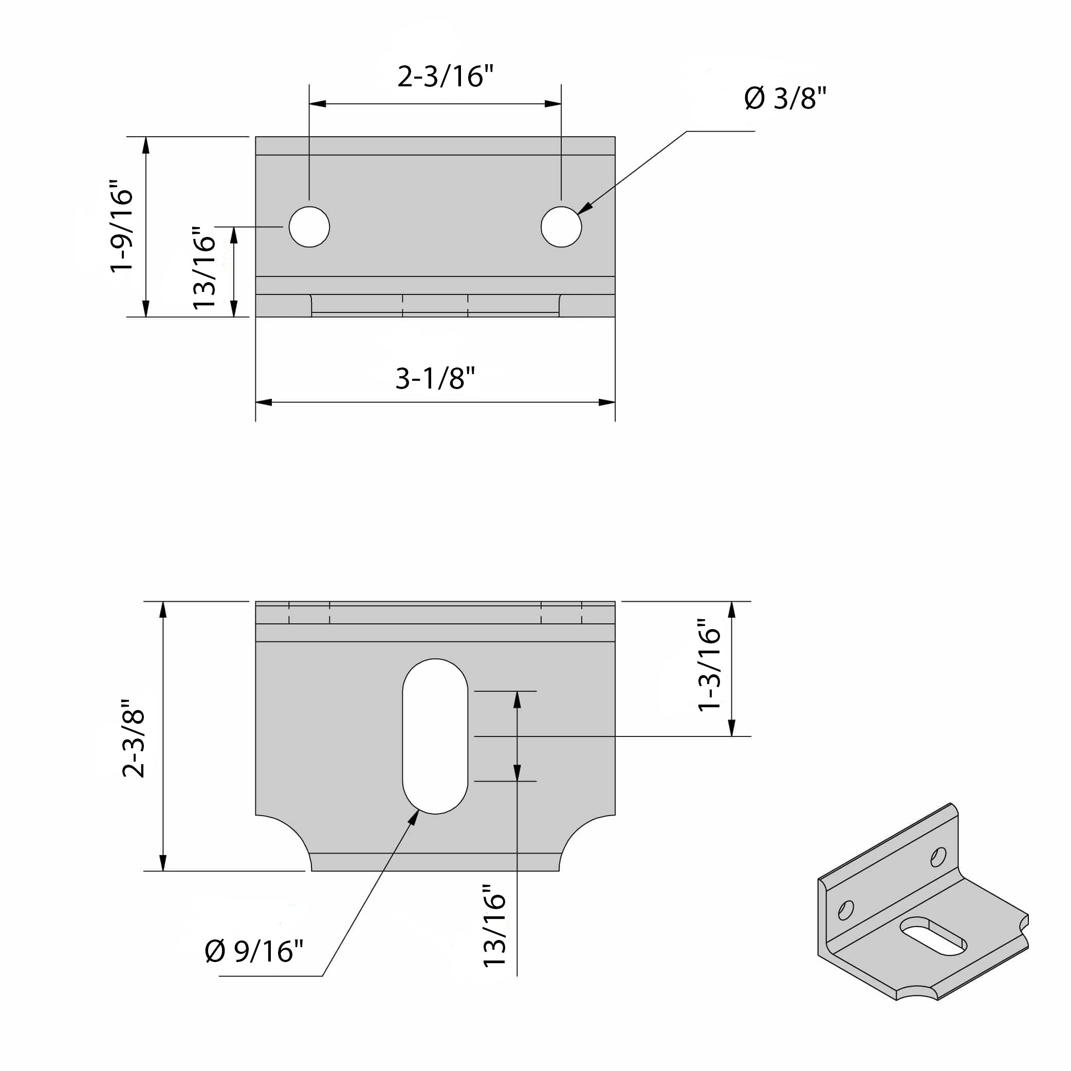 Drawing with dimensions of our wall mounting bracket for SLID'UP 2000 (for track SU2049)