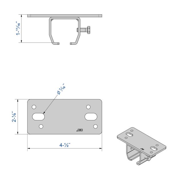 Drawing with dimensions of our sleeve to mount track on ceiling for SLID’UP 2000 (for track SU2049)