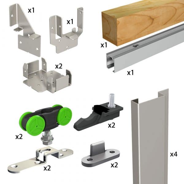 Quantity of items in our SLID'UP 2200 - Pocket door hardware kit