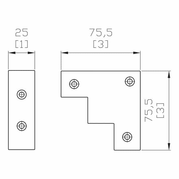 Drawing with dimensions of our black decoration angle for SLID'UP 240