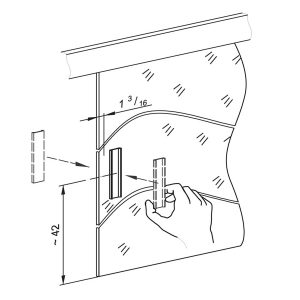 Mounting with dimensions of our adhesive handles for glass doors