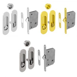 Mortise lock kit - Oval handles with locking device