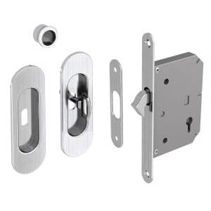 Mortise lock kit – Oval handles with key - Satin
