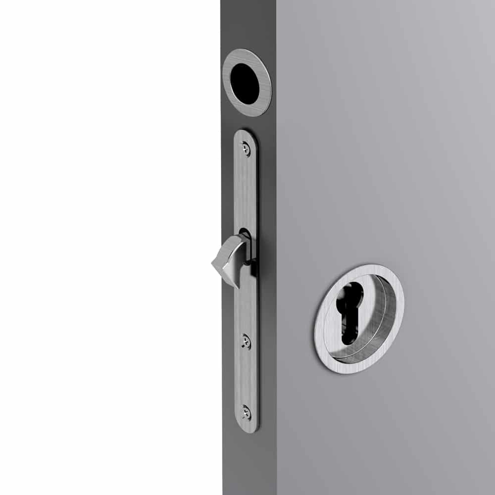 Ambiance image of our mortise lock for Yale cylinder - Steel with satin finish