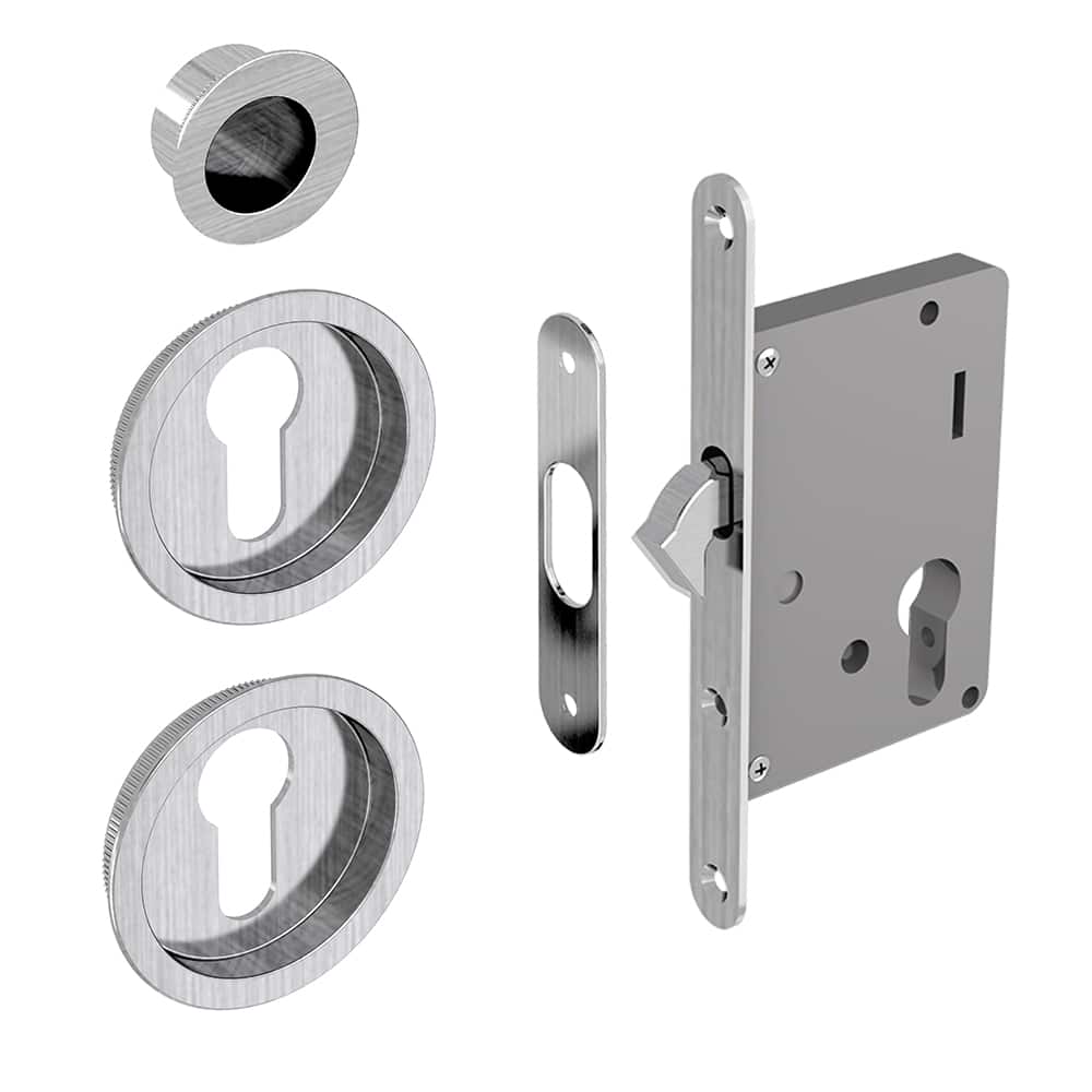 Mortise lock for Yale cylinder - Steel with satin finish