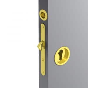 Zoom of our mortise lock for Yale cylinder - Steel with golden finish