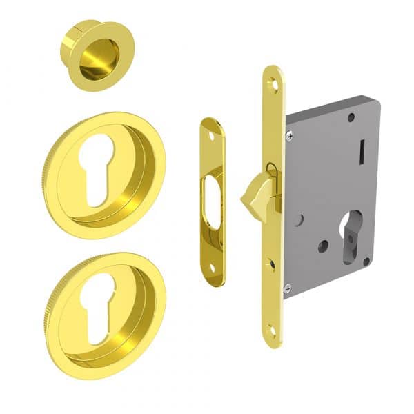 Mortise lock for Yale cylinder - Steel with golden finish