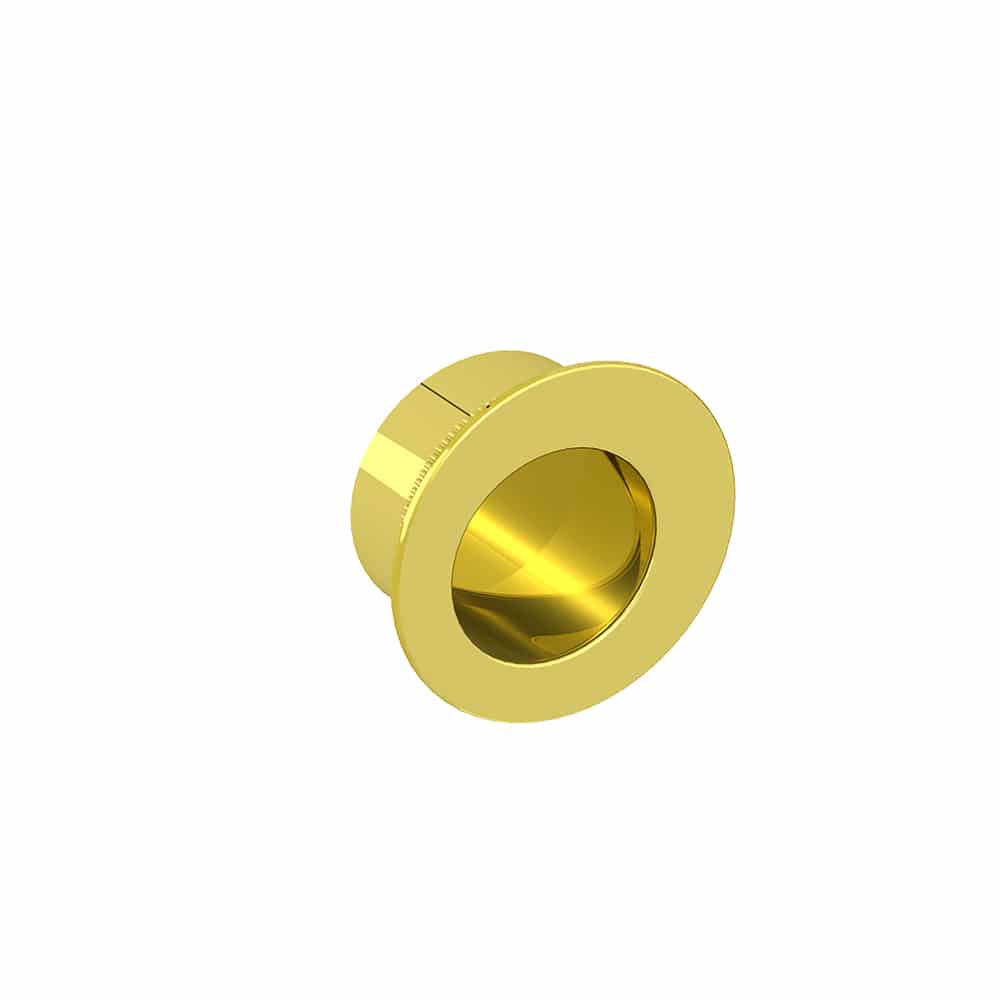 Round golden recessed edge pull