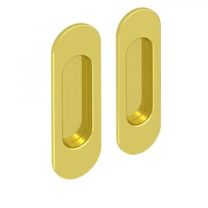 Set of 2 oval golden flush pull handles
