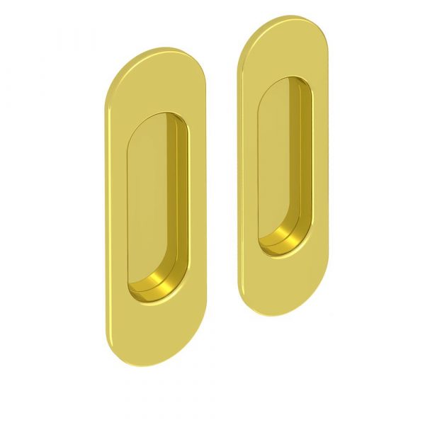 Set of 2 oval golden flush pull handles