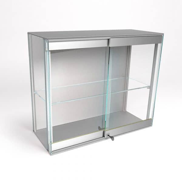 Ambiance image of our SLID'UP 290 for sliding glass showcase door hardware kit