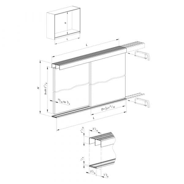 Drawing with dimensions of our SLID'UP 280 - Black color