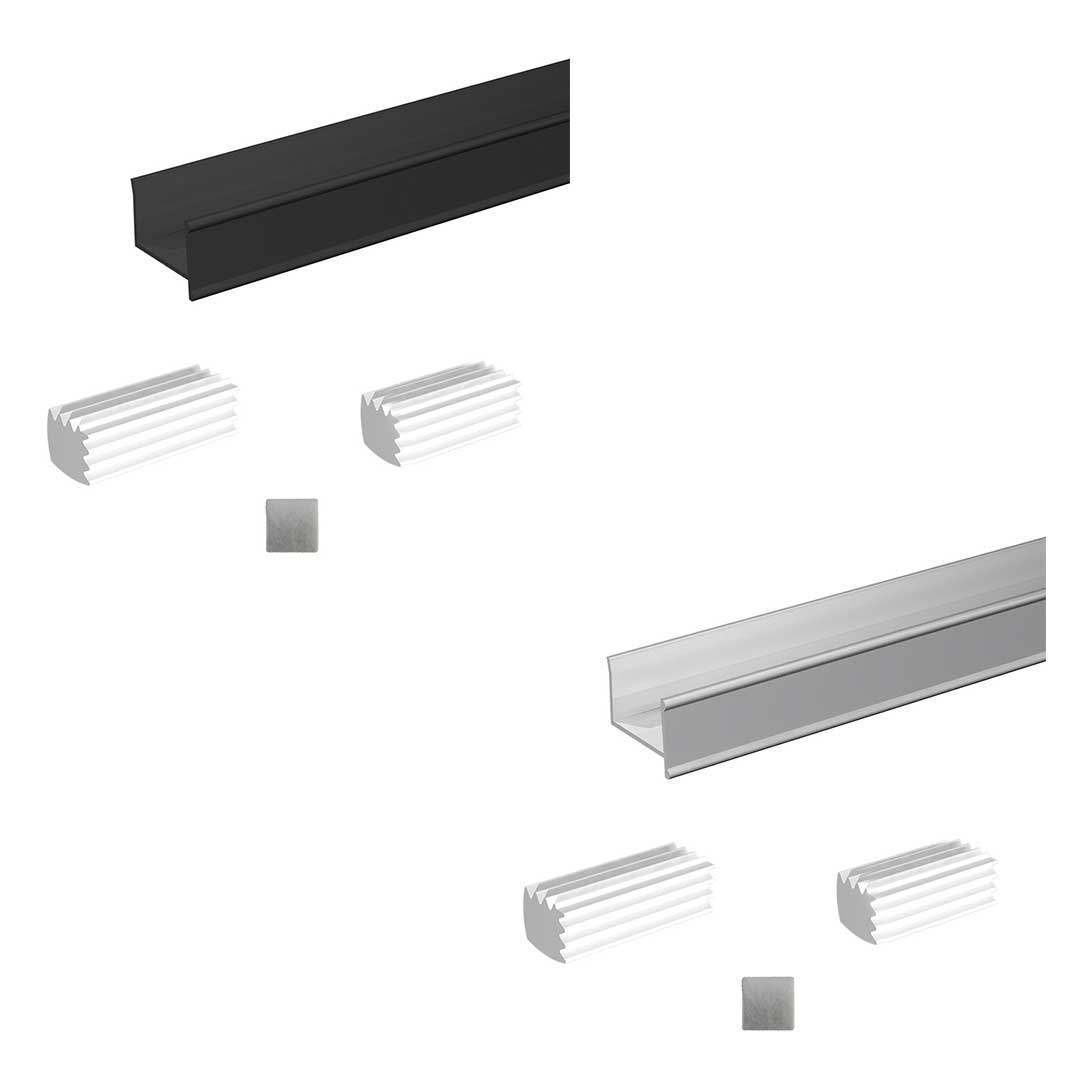 C profile kits for sliding closet doors - Black or silver